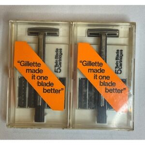 Gillette Razor And Twin Blade Cartridges Lot Of 2 New Old Stock